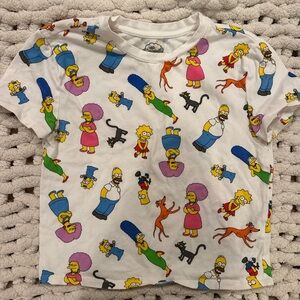 Zara White Cartoon Print Short Sleeve Tee